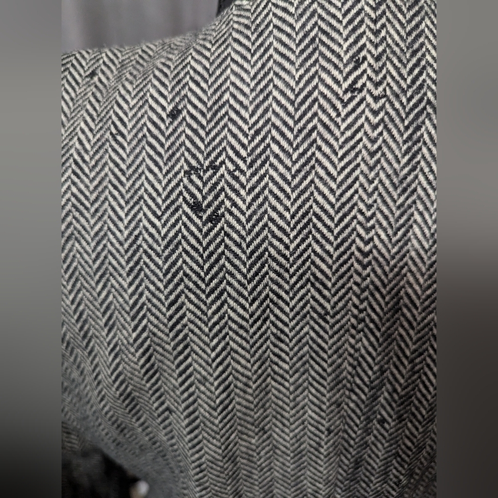 Vintage 80s Cashmere Wool Herringbone Puff Shoulder Cropped Jacket Sz 4 - Picture 15 of 15